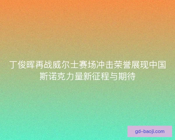 丁俊晖再战威尔士赛场冲击荣誉展现中国斯诺克力量新征程与期待