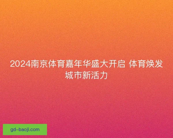 2024南京体育嘉年华盛大开启 体育焕发城市新活力 2024南京体育嘉年华盛大开启 体育焕发城市新活力