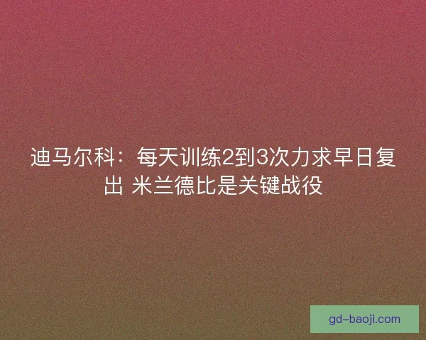 迪马尔科:每天训练2到3次力求早日复出 米兰德比是关键战役 迪马尔科:每天训练2到3次力求早日复出 米兰德比是关键战役