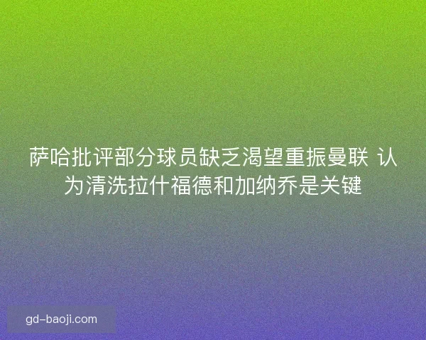 萨哈批评部分球员缺乏渴望重振曼联 认为清洗拉什福德和加纳乔是关键