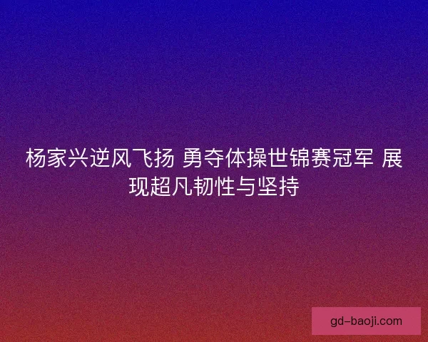 杨家兴逆风飞扬 勇夺体操世锦赛冠军 展现超凡韧性与坚持