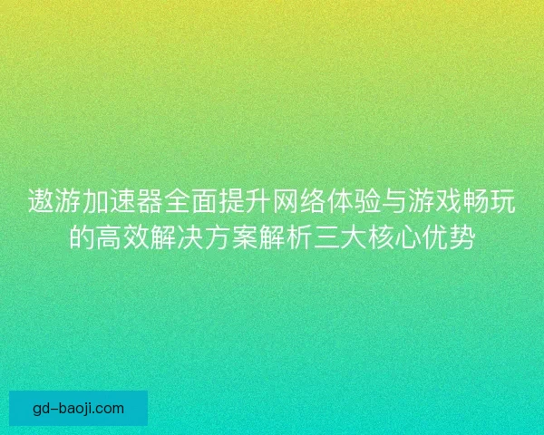 遨游加速器全面提升网络体验与游戏畅玩的高效解决方案解析三大核心优势