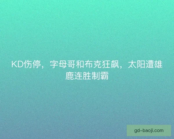 KD伤停，字母哥和布克狂飙，太阳遭雄鹿连胜制霸