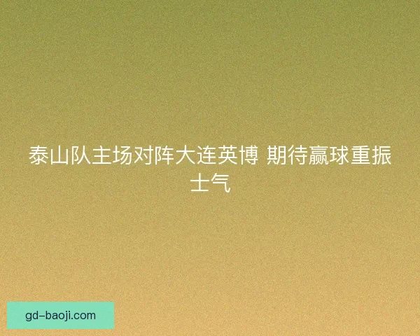 泰山队主场对阵大连英博 期待赢球重振士气